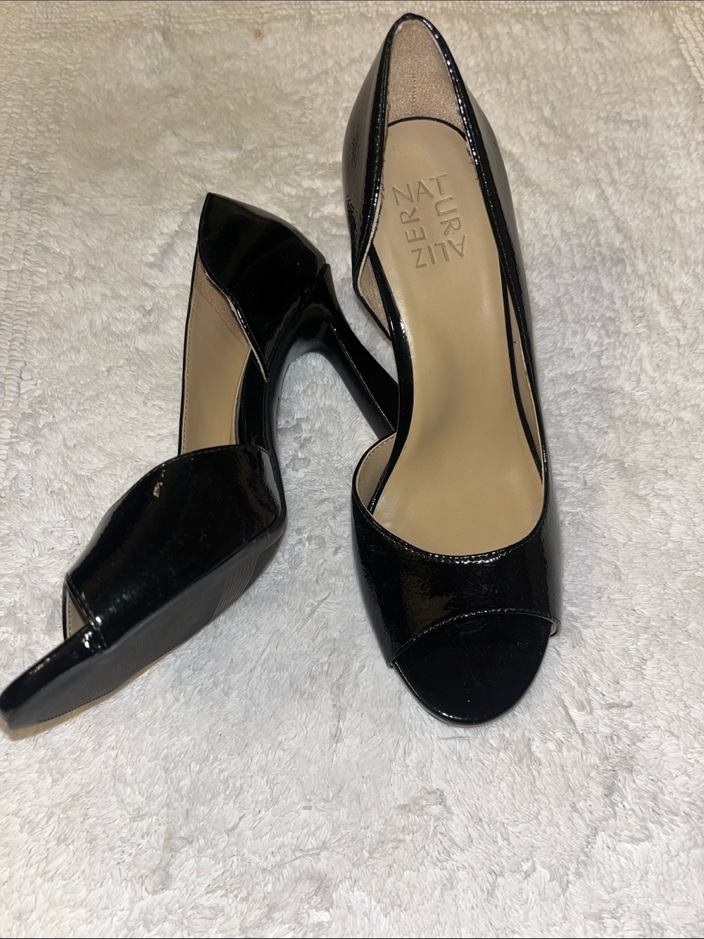 Naturalizer Black Patent Peep-Toe Heels